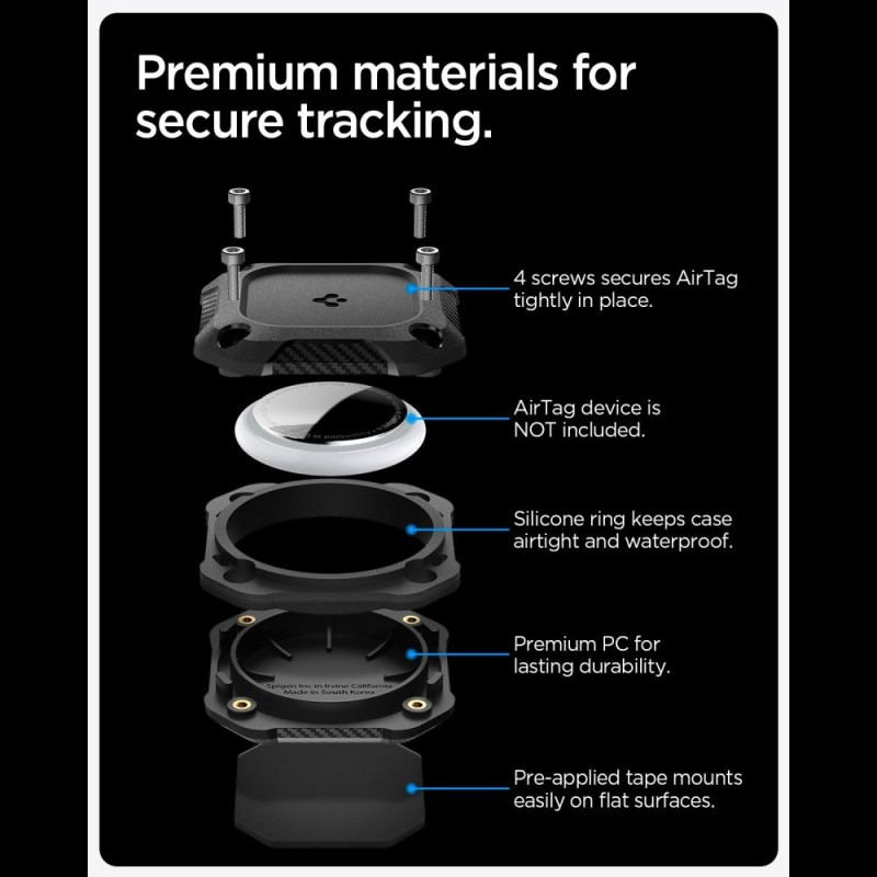 Spigen Tough Armor за Apple AirTag 1/2 Black (ACS09781) - 8800283309164-ACS09781
