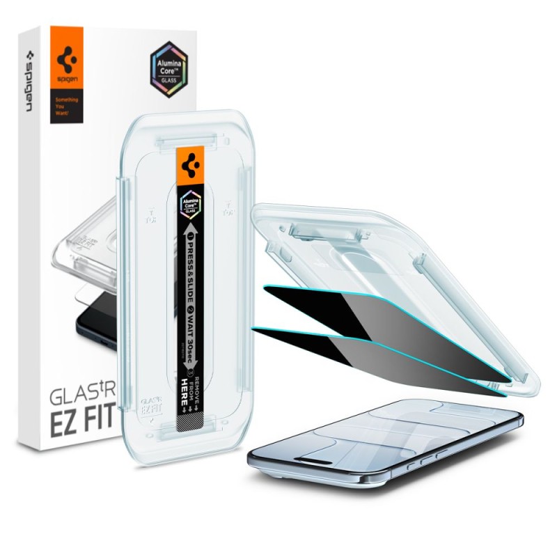 Spigen Glas.TR „EZ Fit AC” Privacy – предпазно стъкло за Apple iPhone Air, 2 броя (AluminaCore, 9H+) - Spigen Glas.TR „EZ Fit AC” Privacy – предпазно стъкло за Apple iPhone Air, 2 броя (AluminaCore, 9H+) - 8800283309928-AGL09862