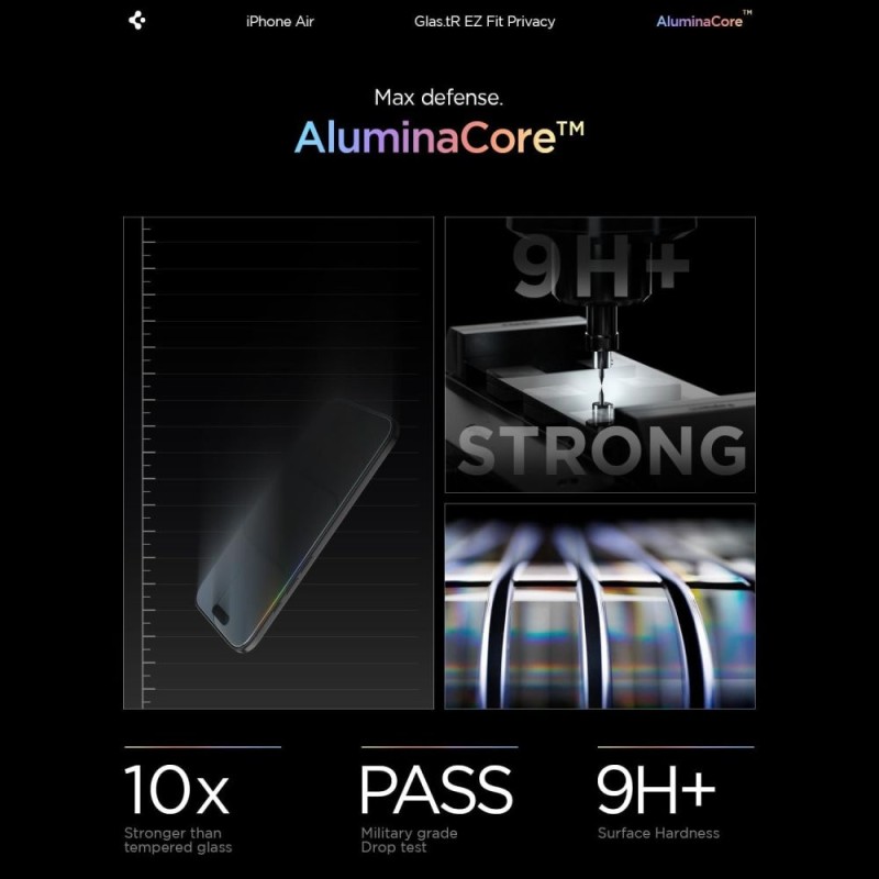 Spigen Glas.TR „EZ Fit AC” Privacy – предпазно стъкло за Apple iPhone Air, 2 броя (AluminaCore, 9H+) - Spigen Glas.TR „EZ Fit AC” Privacy – предпазно стъкло за Apple iPhone Air, 2 броя (AluminaCore, 9H+) - 8800283309928-AGL09862