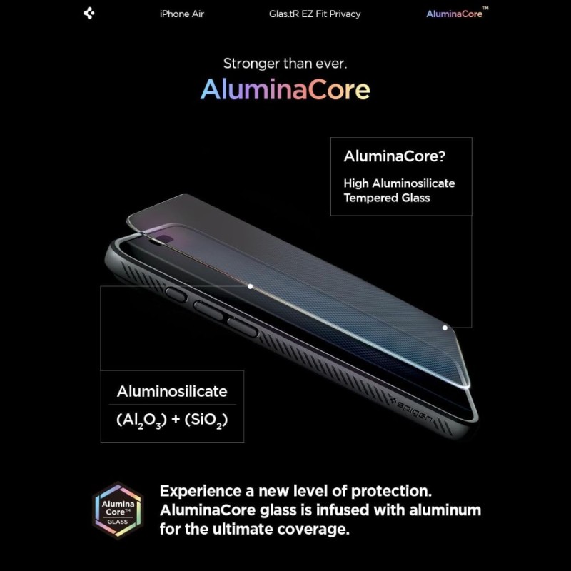 Spigen Glas.TR „EZ Fit AC” Privacy – предпазно стъкло за Apple iPhone Air, 2 броя (AluminaCore, 9H+) - Spigen Glas.TR „EZ Fit AC” Privacy – предпазно стъкло за Apple iPhone Air, 2 броя (AluminaCore, 9H+) - 8800283309928-AGL09862