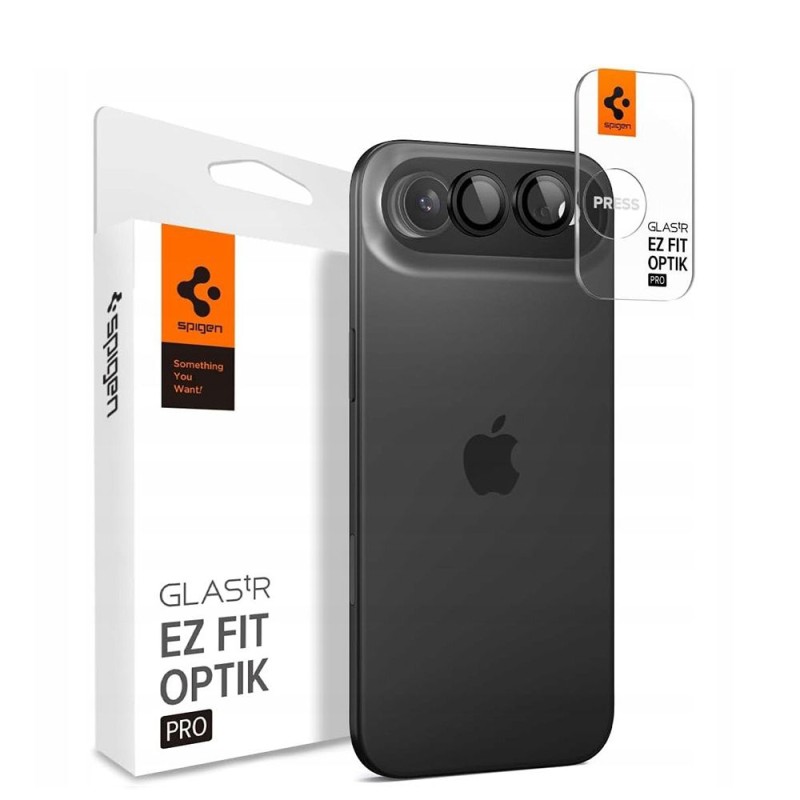 Spigen Optik Pro TR „EZ FIT” защита за камера от закалено стъкло за iPhone Air (2 броя) – Black - 8800283309935-AGL09863