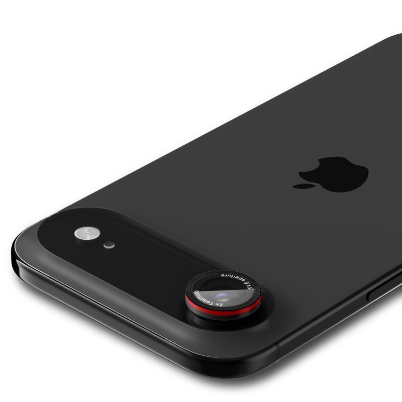 Spigen Optik Pro L-Series стъклена защита за камера „EZ Fit“ (2 броя) за iPhone Air, черна/червена - 8800283309942-AGL09864