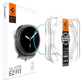 Spigen Glas.TR “EZ-FIT” 2-PACK закалено стъкло за Galaxy Watch 8 (44 mm) – Clear