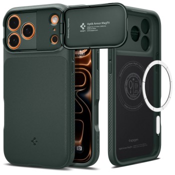 Spigen Optik Armor MagSafe кейс за iPhone 17 Pro Max Abyss Green (SKU 8800283310306-ACS09901)