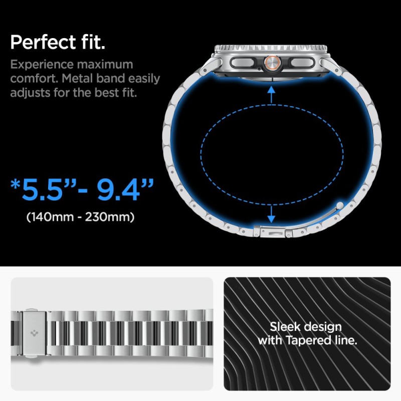 Spigen Modern Fit Band за Samsung Galaxy Watch 8 / Watch 9 / Classic (40 / 44 / 46 мм) Silver - 8800283312539-AMP10120