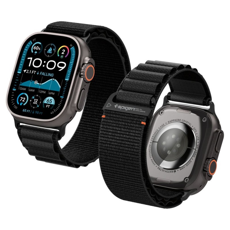 Spigen WBF1 каишка за Apple Watch 8/9/10/11/SE/Ultra (44/45/46/49 мм) черна - Spigen WBF1 каишка за Apple Watch 8/9/10/11/SE/Ultra (44/45/46/49 мм) черна - 8800283312782-AMP10144