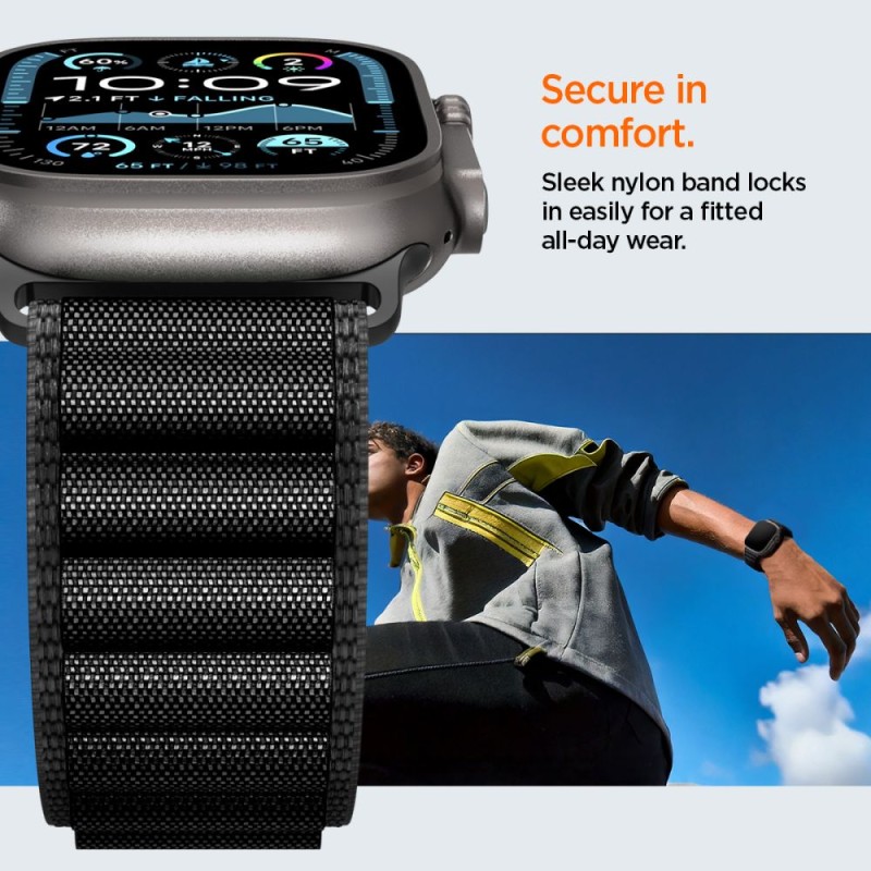 Spigen WBF1 каишка за Apple Watch 8/9/10/11/SE/Ultra (44/45/46/49 мм) черна - Spigen WBF1 каишка за Apple Watch 8/9/10/11/SE/Ultra (44/45/46/49 мм) черна - 8800283312782-AMP10144