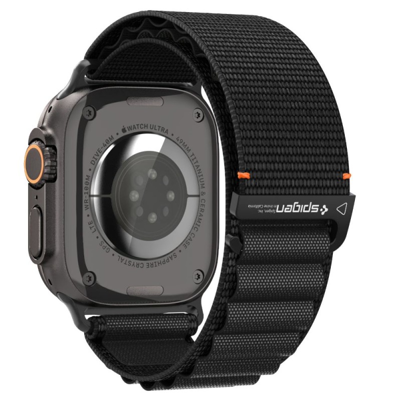 Spigen WBF1 каишка за Apple Watch 8/9/10/11/SE/Ultra (44/45/46/49 мм) черна - Spigen WBF1 каишка за Apple Watch 8/9/10/11/SE/Ultra (44/45/46/49 мм) черна - 8800283312782-AMP10144
