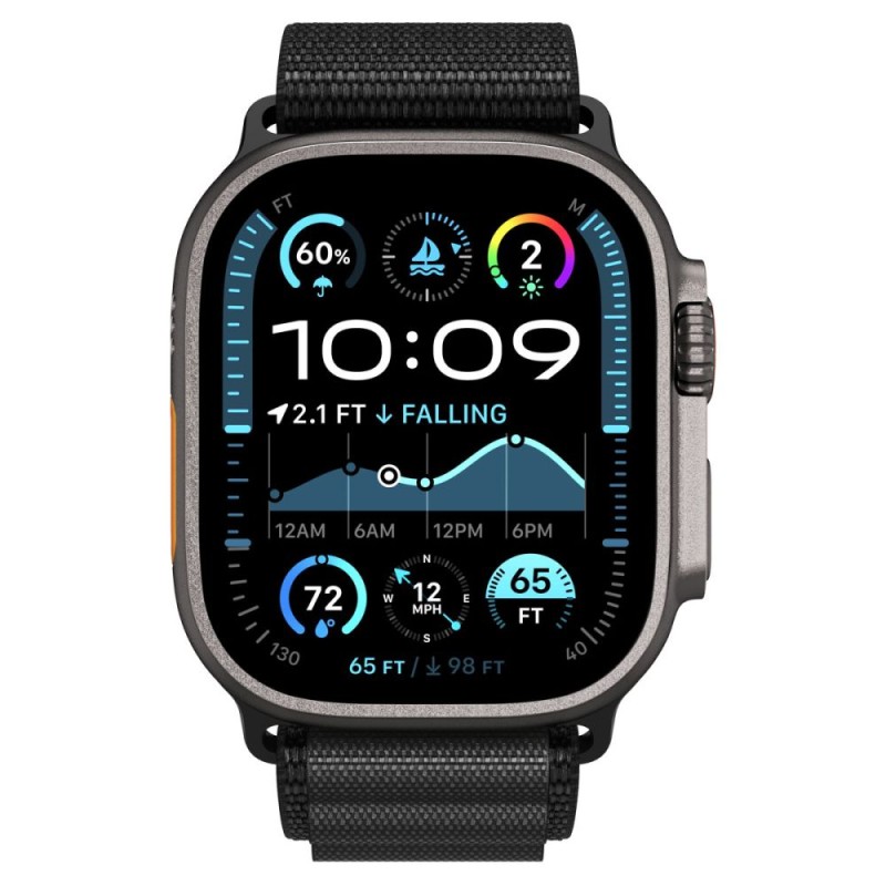 Spigen WBF1 каишка за Apple Watch 8/9/10/11/SE/Ultra (44/45/46/49 мм) черна - Spigen WBF1 каишка за Apple Watch 8/9/10/11/SE/Ultra (44/45/46/49 мм) черна - 8800283312782-AMP10144