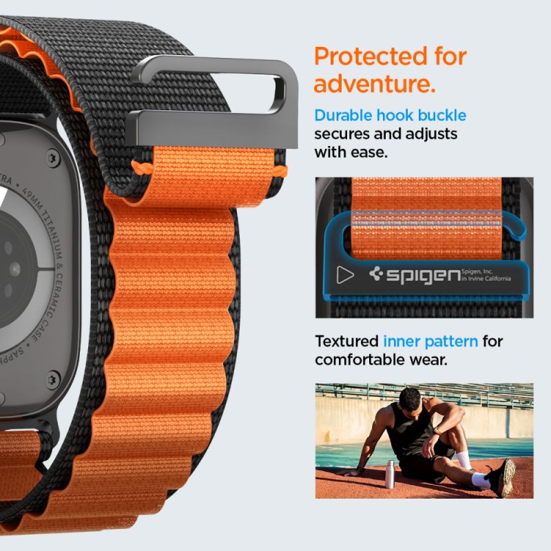 SPIGEN WBF1 каишка за Apple Watch 8/9/10/11/SE/ULTRA (44/45/46/49 мм) черна/оранжева - SPIGEN WBF1 каишка за Apple Watch 8/9/10/11/SE/ULTRA (44/45/46/49 мм) черна/оранжева - 8800283312799-AMP10145
