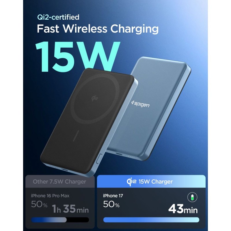 SPIGEN EA2205MQ Essential MagSafe Power Bank 5000mAh 22.5W Qi2, Teal Blue - 8800283313260-ABA10194