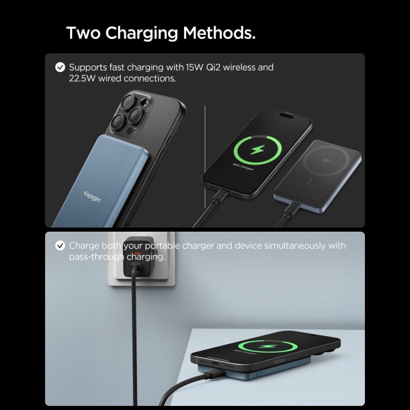 SPIGEN EA2205MQ Essential MagSafe Power Bank 5000mAh 22.5W Qi2, Teal Blue - 8800283313260-ABA10194