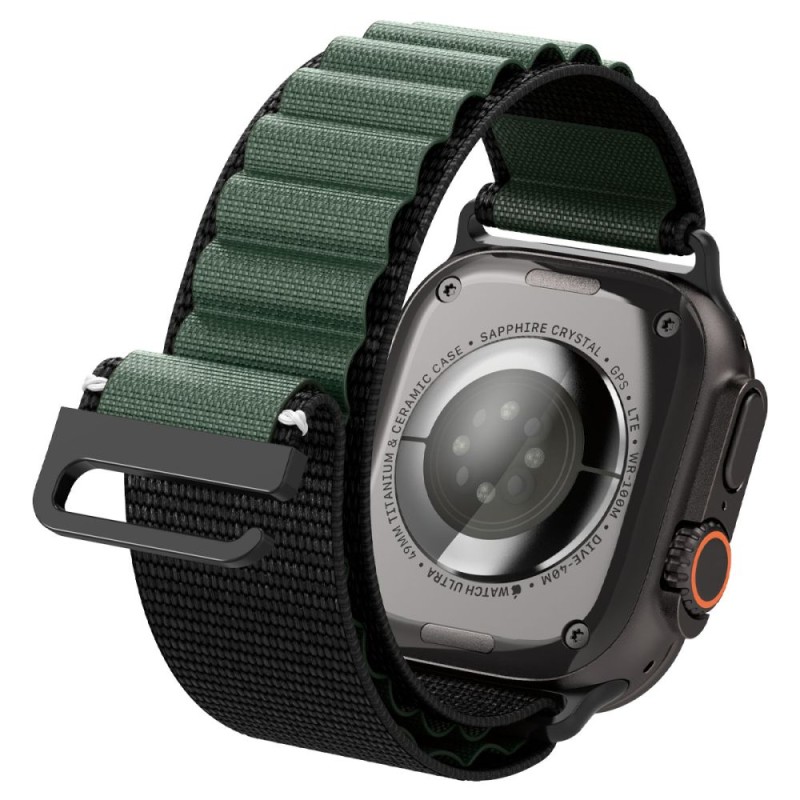 SPIGEN WBF1 каишка за Apple Watch 8/9/10/11/SE/Ultra (44/45/46/49 мм) черна/зелена - SPIGEN WBF1 каишка за Apple Watch 8/9/10/11/SE/Ultra (44/45/46/49 мм) черна/зелена - 8800283313574-AMP10223