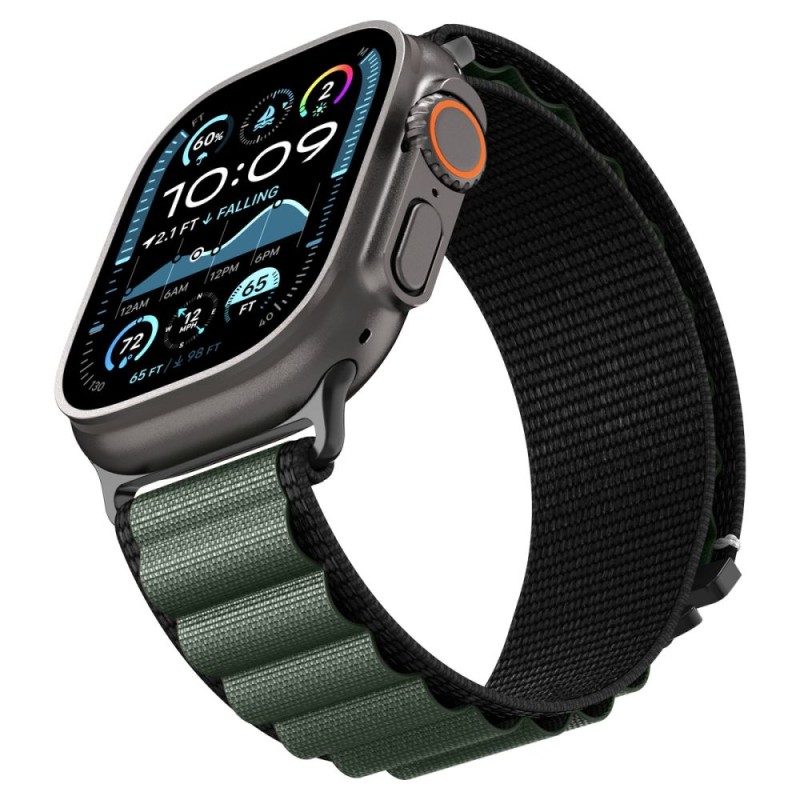SPIGEN WBF1 каишка за Apple Watch 8/9/10/11/SE/Ultra (44/45/46/49 мм) черна/зелена - SPIGEN WBF1 каишка за Apple Watch 8/9/10/11/SE/Ultra (44/45/46/49 мм) черна/зелена - 8800283313574-AMP10223