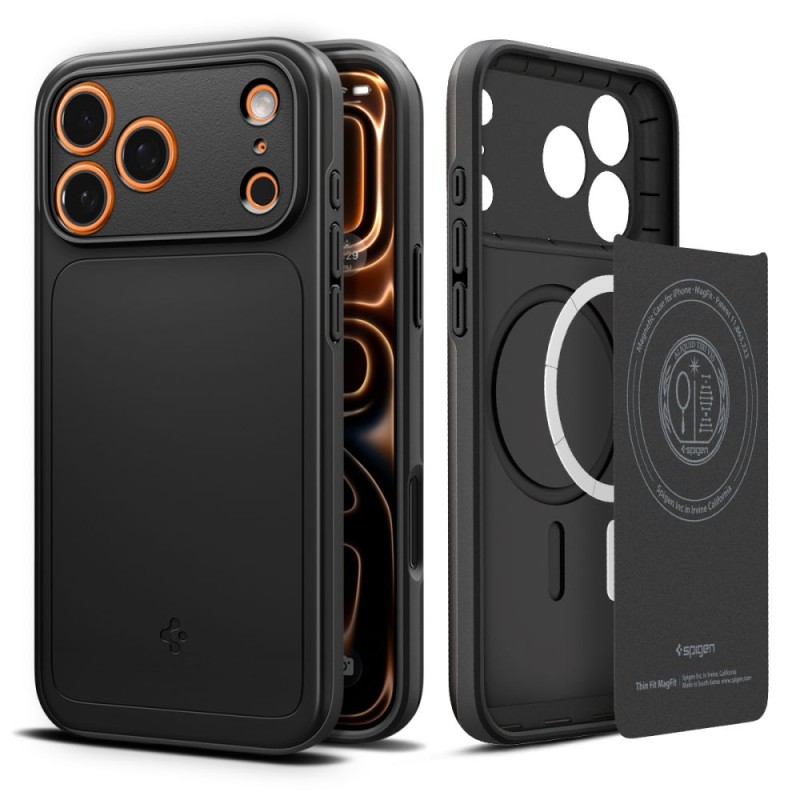 Spigen Thin Fit MagSafe за iPhone 17 Pro Max, черен - Spigen Thin Fit MagSafe за iPhone 17 Pro Max, черен - 8800283314069-ACS10274