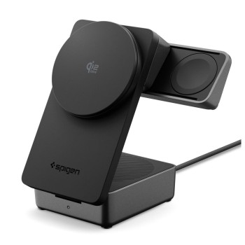 Spigen EF323MQ Essential 3в1 магнитно MagSafe безжично зарядно 25W Qi2.2 (черно)