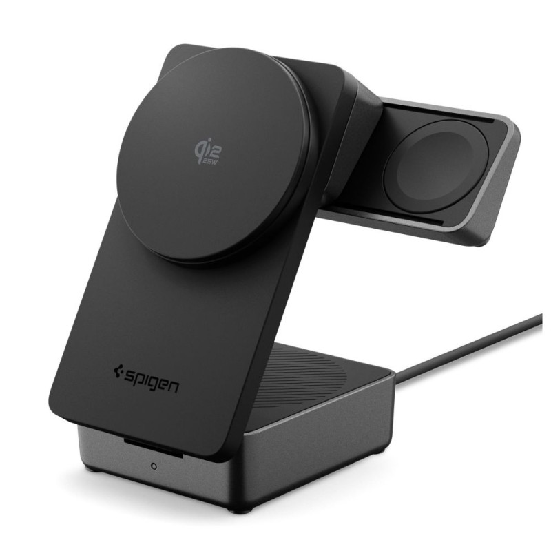 Spigen EF323MQ Essential 3в1 магнитно MagSafe безжично зарядно 25W Qi2.2 (черно) - 8800283315301-ACH10398