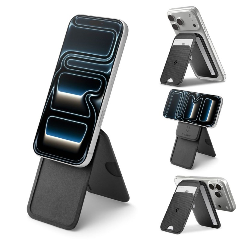 SPIGEN S314-2 Slim Fold Tripod MagSafe универсален магнитен държач/калъф за карти BLACK - SPIGEN S314-2 Slim Fold Tripod MagSafe универсален магнитен държач/калъф за карти BLACK - 8800283315387-AFA10406