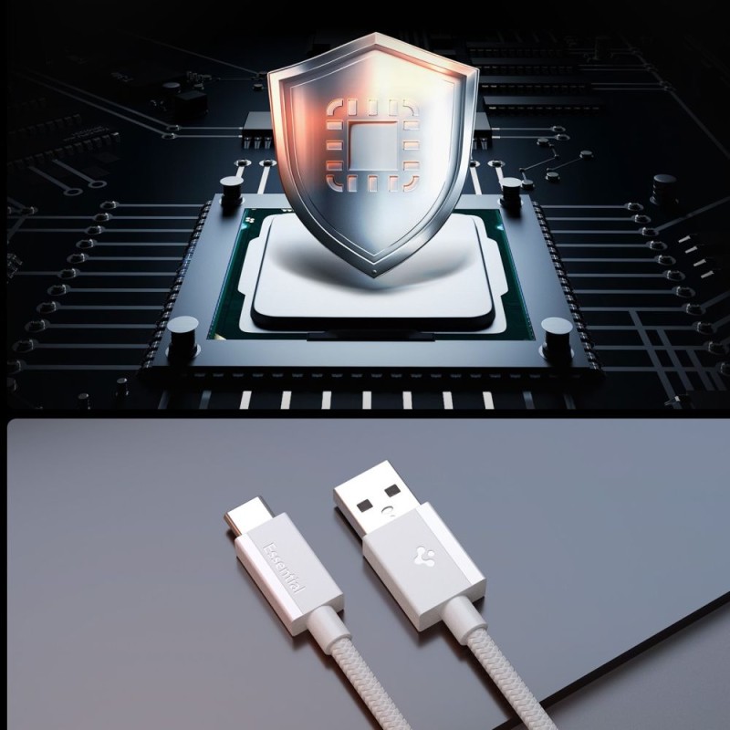 SPIGEN EB6015AC Essential кабел USB-A към USB-C 60W 150 см бял - 8800283315455-ACA10413