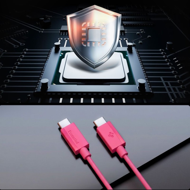 Spigen EB6010CC Essential USB-C кабел 60W, 100 см, Pink - Spigen EB6010CC Essential USB-C кабел 60W, 100 см, Pink - 8800283315462-ACA10414