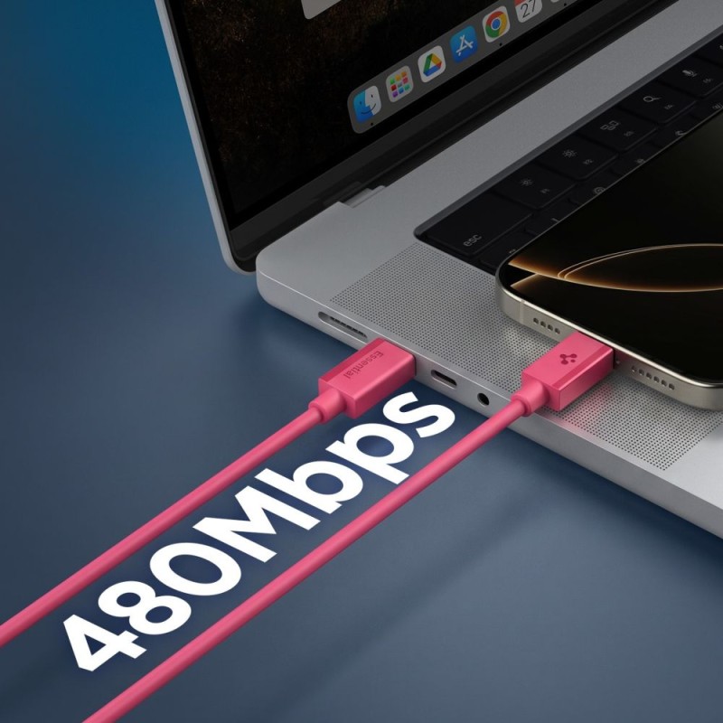 Spigen EB6010CC Essential USB-C кабел 60W, 100 см, Pink - Spigen EB6010CC Essential USB-C кабел 60W, 100 см, Pink - 8800283315462-ACA10414