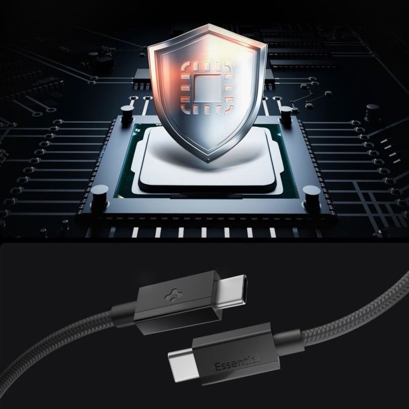 SPIGEN EB6015CC Essential USB-C към USB-C кабел 60W 150 см черен - SPIGEN EB6015CC Essential USB-C към USB-C кабел 60W 150 см черен - 8800283315493-ACA10417
