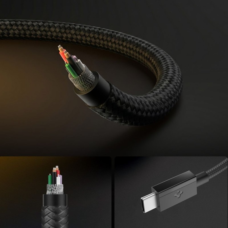SPIGEN EB6015CC Essential USB-C към USB-C кабел 60W 150 см черен - SPIGEN EB6015CC Essential USB-C към USB-C кабел 60W 150 см черен - 8800283315493-ACA10417