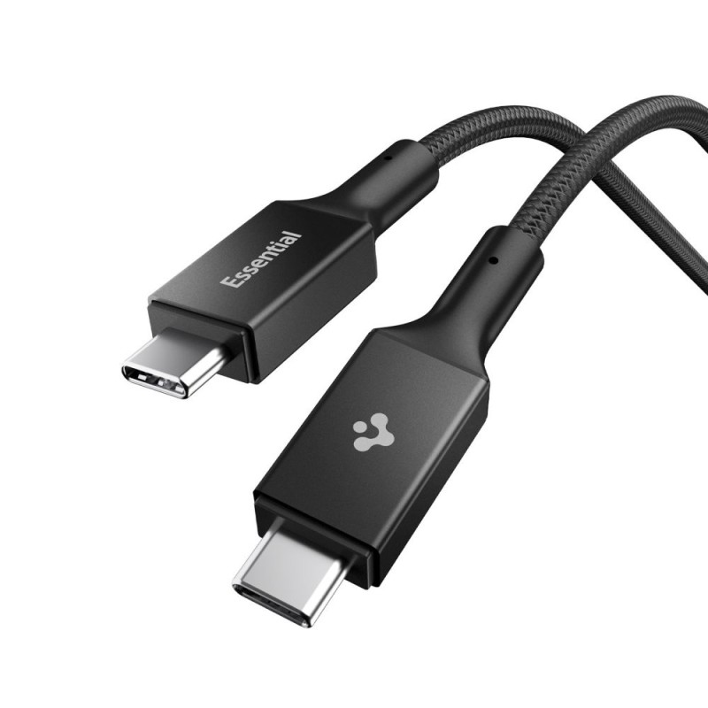 SPIGEN Essential EB24015CC кабел USB-C към USB-C 240W, 150 см, черен - SPIGEN Essential EB24015CC кабел USB-C към USB-C 240W, 150 см, черен - 8800283315554-ACA10423