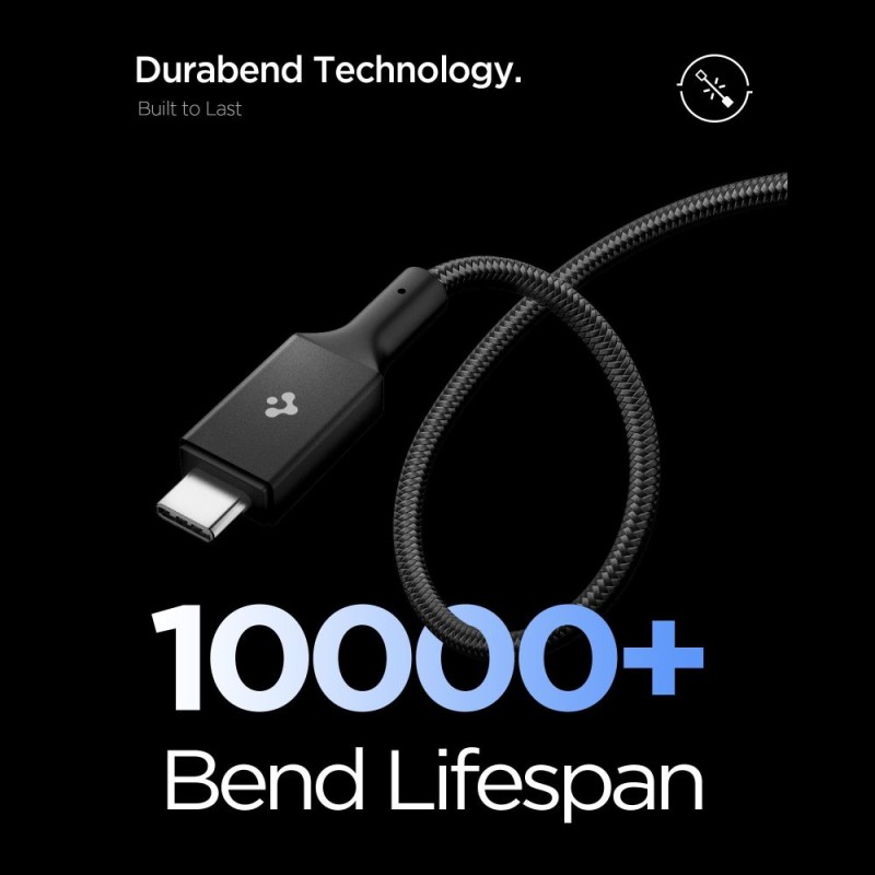 SPIGEN Essential EB24015CC кабел USB-C към USB-C 240W, 150 см, черен - SPIGEN Essential EB24015CC кабел USB-C към USB-C 240W, 150 см, черен - 8800283315554-ACA10423