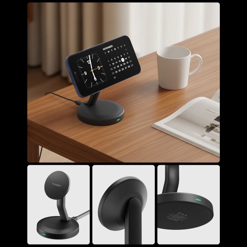 SPIGEN EF151MS Essential магнитно MagSafe безжично зарядно 15W Black - 8800283315738-ACH10441