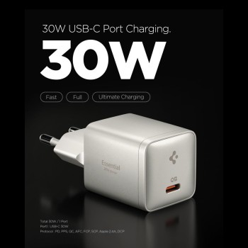SPIGEN EE301EU-GAN ESSENTIAL 1-портова мрежова зарядна 30W Natural Titanium