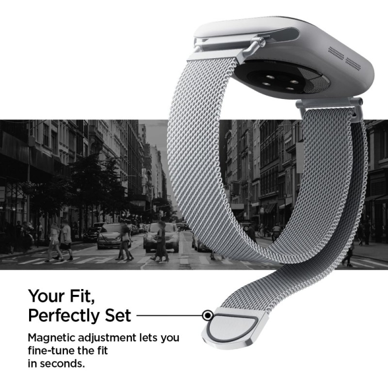 SPIGEN WBM4 каишка за Apple Watch 8 / 9 / 10 / 11 / SE (40 / 41 / 42 mm) сребриста - 8800283316308-AMP10498