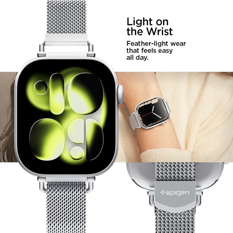 SPIGEN WBM4 каишка за Apple Watch 8 / 9 / 10 / 11 / SE (40 / 41 / 42 mm) сребриста - 8800283316308-AMP10498