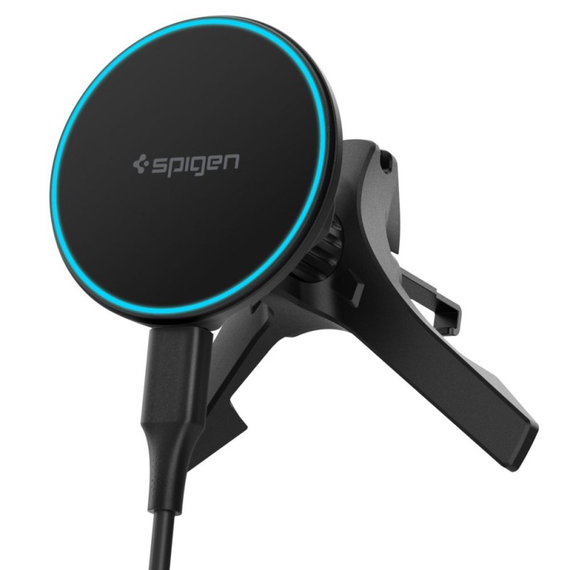 Spigen EV15MAQ Essential магнитен MagSafe поставка за кола с безжиренo зареждане 15W Qi2 черна - Spigen EV15MAQ Essential магнитен MagSafe поставка за кола с безжиренo зареждане 15W Qi2 черна - 8800283316452-ACP10513