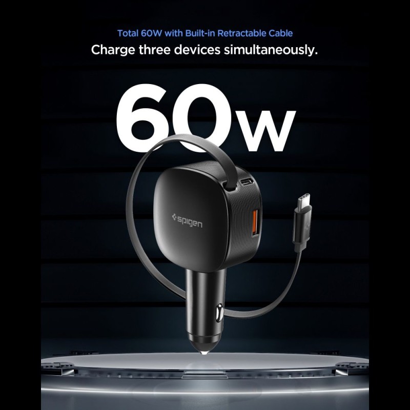 Spigen EV603BT Essential Car Charger 60W Черно - Spigen EV603BT Essential Car Charger 60W Черно - 8800283316476-ACP10515
