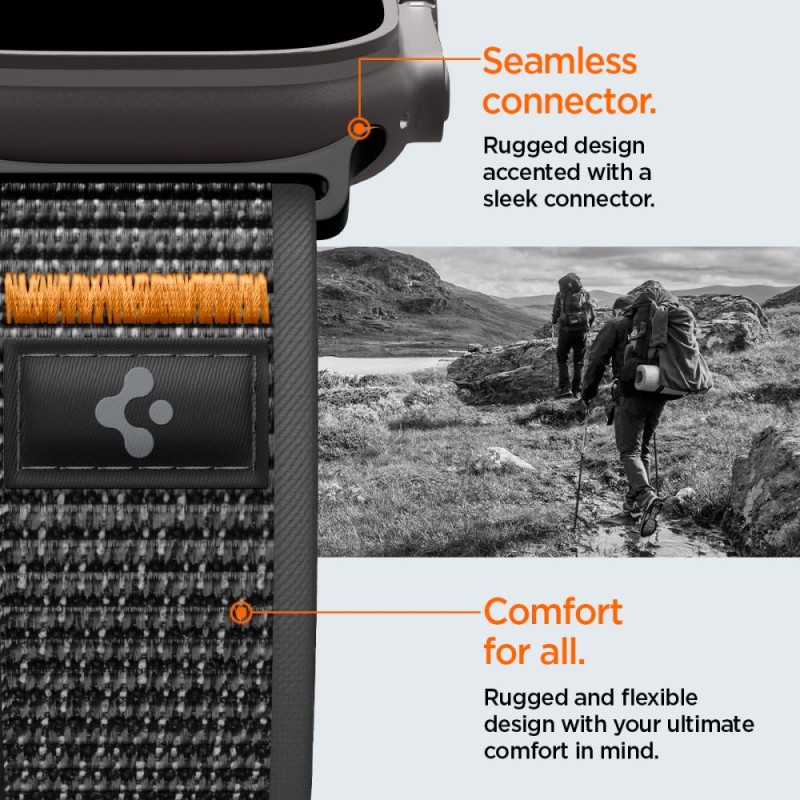 Spigen Athlex Air 2 спортна каишка за Apple Watch 8/9/10/11/SE/Ultra (44/45/46/49 мм) Active Black / Orange - 8800283317404-AMP10607