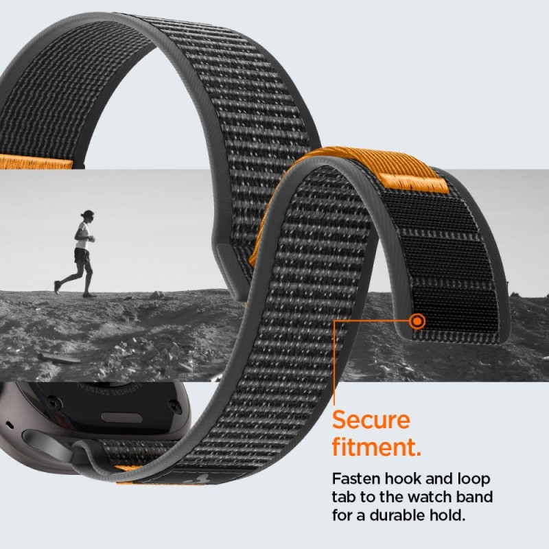 Spigen Athlex Air 2 спортна каишка за Apple Watch 8/9/10/11/SE/Ultra (44/45/46/49 мм) Active Black / Orange - 8800283317404-AMP10607