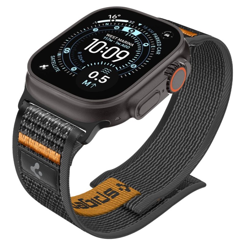Spigen Athlex Air 2 спортна каишка за Apple Watch 8/9/10/11/SE/Ultra (44/45/46/49 мм) Active Black / Orange - 8800283317404-AMP10607