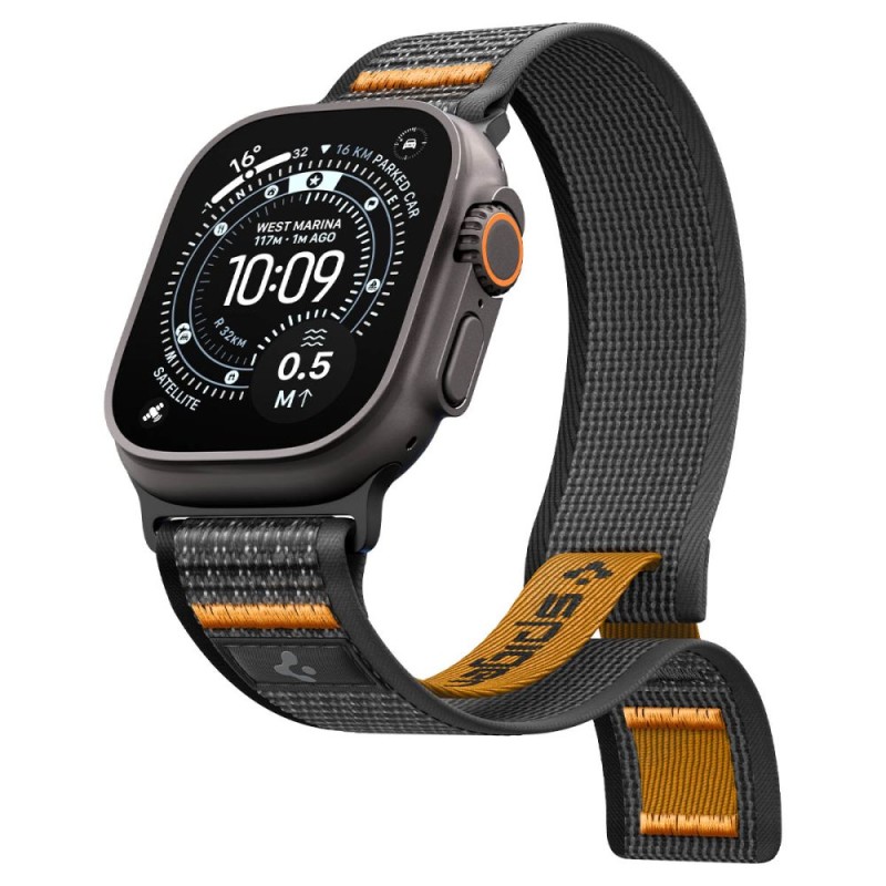 Spigen Athlex Air 2 спортна каишка за Apple Watch 8/9/10/11/SE/Ultra (44/45/46/49 мм) Active Black / Orange - 8800283317404-AMP10607