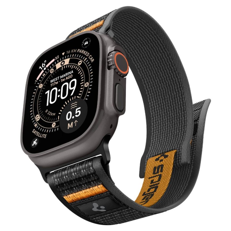 Spigen Athlex Air 2 спортна каишка за Apple Watch 8/9/10/11/SE/Ultra (44/45/46/49 мм) Active Black / Orange - 8800283317404-AMP10607