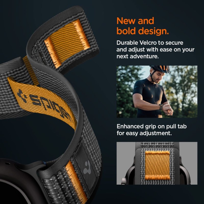 Spigen Athlex Air 2 спортна каишка за Apple Watch 8/9/10/11/SE/Ultra (44/45/46/49 мм) Active Black / Orange - 8800283317404-AMP10607
