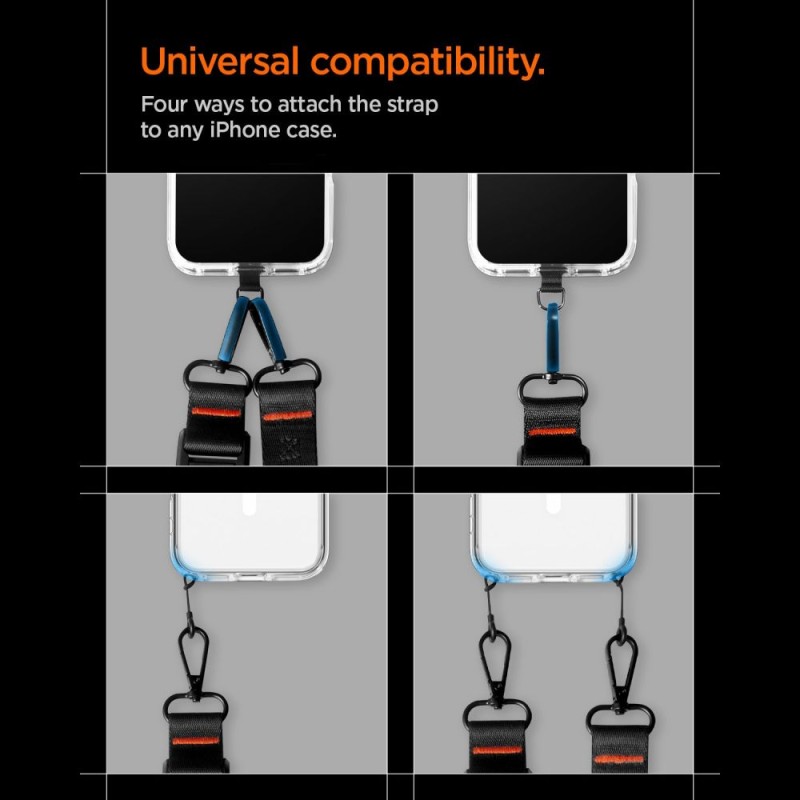 Spigen DA30M универсална лента за телефон тип кросбоди, черна (lanyard strap crossbody) - Spigen DA30M универсална лента за телефон тип кросбоди, черна (lanyard strap crossbody) - 8800283317497-AFA10616