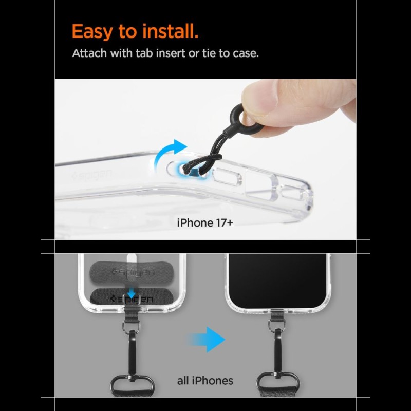 Spigen DA30M универсална лента за телефон тип кросбоди, черна (lanyard strap crossbody) - Spigen DA30M универсална лента за телефон тип кросбоди, черна (lanyard strap crossbody) - 8800283317497-AFA10616
