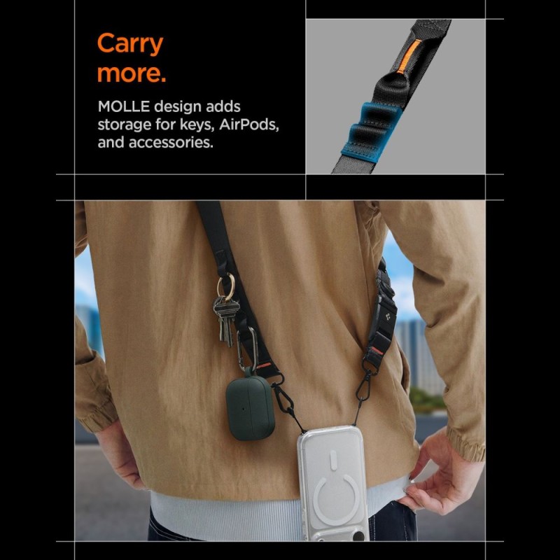 Spigen DA30M универсална лента за телефон тип кросбоди, черна (lanyard strap crossbody) - Spigen DA30M универсална лента за телефон тип кросбоди, черна (lanyard strap crossbody) - 8800283317497-AFA10616