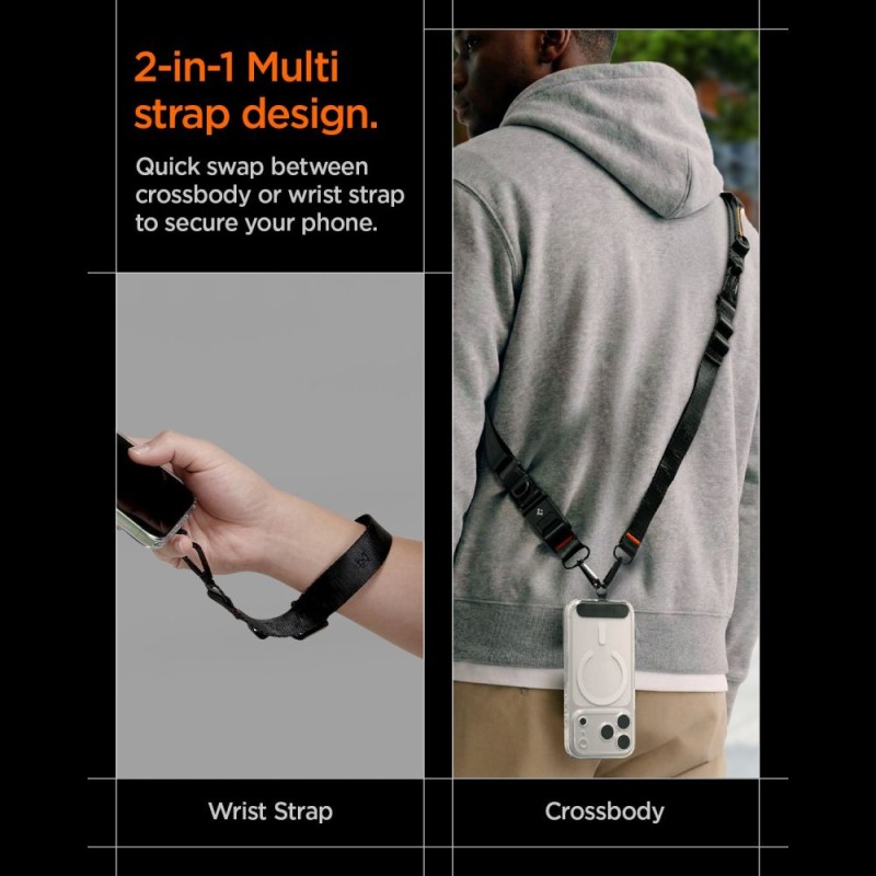 Spigen DA30M универсална лента за телефон тип кросбоди, черна (lanyard strap crossbody) - Spigen DA30M универсална лента за телефон тип кросбоди, черна (lanyard strap crossbody) - 8800283317497-AFA10616