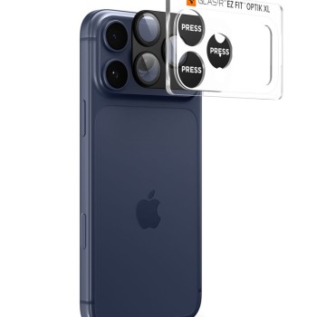 Spigen Optik Pro XL „EZ Fit” защита за обективите от закалено стъкло 9H за iPhone 17 Pro (Черна)