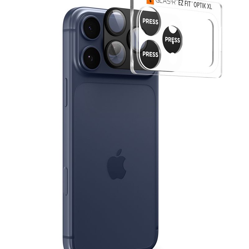 Spigen Optik Pro XL „EZ Fit” защита за обективите от закалено стъкло 9H за iPhone 17 Pro (Черна) - 8800283317763-AGL10644
