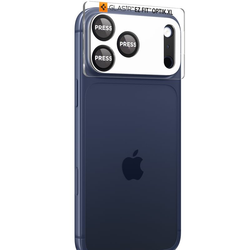 Spigen Optik Pro XL „EZ Fit” защита за обективите от закалено стъкло 9H за iPhone 17 Pro (Черна) - 8800283317763-AGL10644
