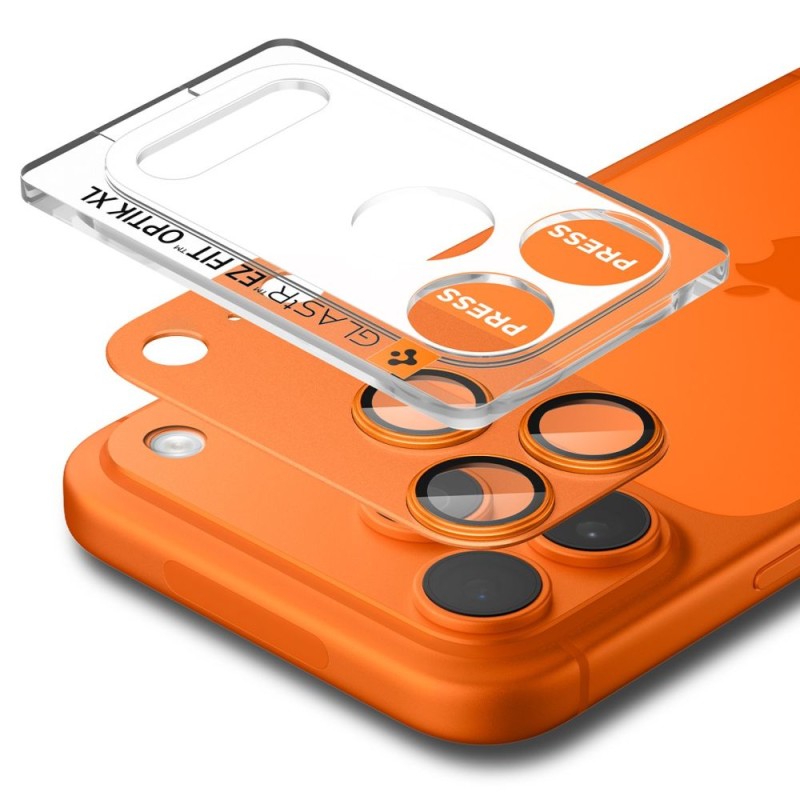 Spigen Optik Pro XL „EZ Fit” защитно стъкло за камера за iPhone 17 Pro (оранжево) - 8800283317770-AGL10645