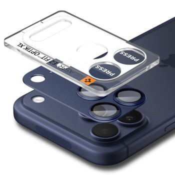 Spigen Optik Pro XL „EZ Fit” протектор за камера от закалено стъкло за iPhone 17 Pro Blue (OSŁONA APARATU)